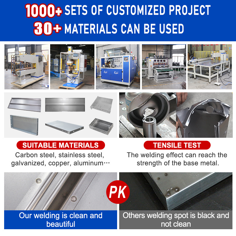 جوش با نوک الکترود استاندارد بر روی ماشین جوش فولاد ضد زنگ برای صفحات درب ورق فلزی